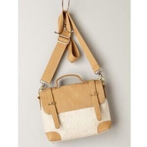 [Anthropologie] Jesslyn Blake Tan Cream Suede Messenger Crossbody Satchel Bag